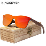 KINGSEVEN Walnut Wood Polarized&Mirrored Sunglasses